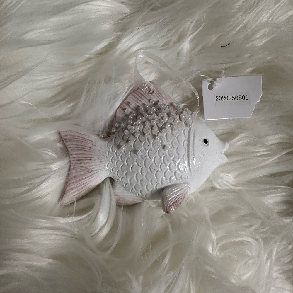 Demdaco White and Pink Fish Decor with Intricate Scales